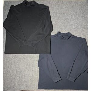 L.L. Bean Shirt Men's XL Black & Navy Mock Neck Base Work Shirt Outdoor Lot Of 2
